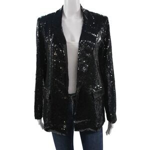 Picadilly Womens Black 80s Collared Long Sleeve Blazer Size M